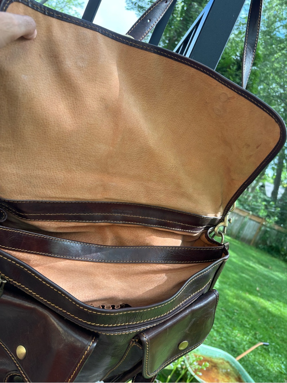Classic Dark Brown Leather Men's Briefcase Shoulder Bag - Picture 6 of 11